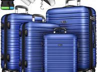main image for ad 4 x suitcase with Luggage Scale, Suitcase Straps and Suitcase Tag, Hard Shell Suitcase Set 4 Wheels, Trolley Luggage Suitcase with TSA Lock, Rolling Suitcase Hard Case