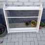 White wooden wall shelf with towel rail and hooks Image 2