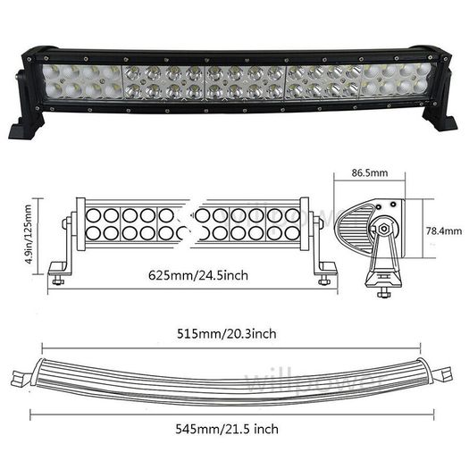 24inch 120W Led Work Light Bar Curved FOR UTE SUV ATV 4x4 Offroad Truck