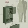 Bathroom Cabinet, Kitchen Cabinet with 2 Doors and 2 Drawers, Adjustable Shelves, 30 x 60 x 110 cm, Forest Green Image 4