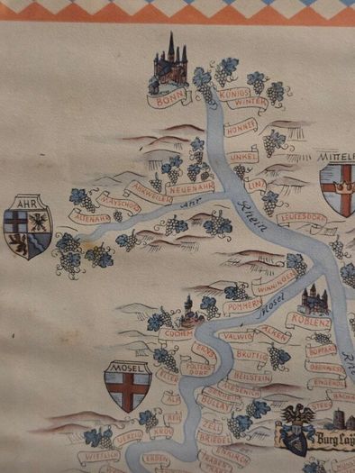 1960's German Weingut Ferd Pieroth winery Map