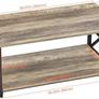 Modern Coffee Table with 2-Tier Storage, Wooden 100 cm Living Room Table with Round Corner, Centre Table with X-Frame Design for Home Office,Grey Wash Image 2