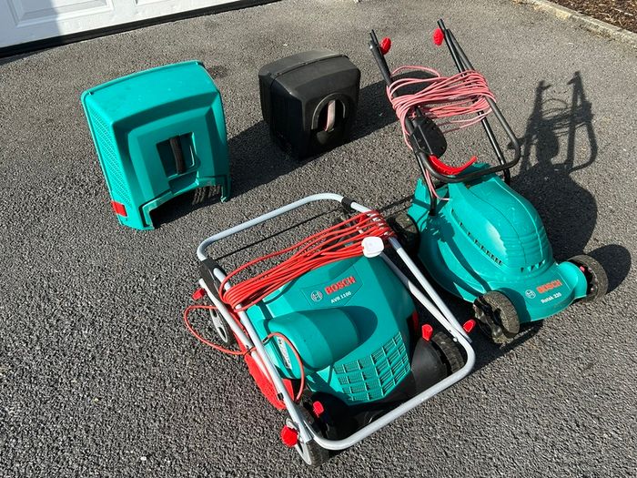 Bosch electric lawnmower & thatcher