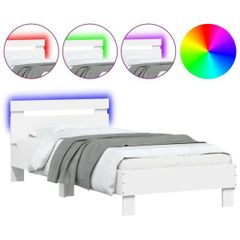 Bed Frame without Mattress with LED Lights White