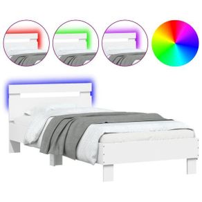 Bed Frame without Mattress with LED Lights White