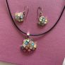 925 Silver Hallmarked Enamelled Pendant/Earring Set Image 10