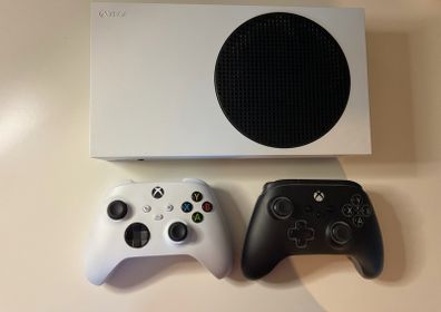Xbox Series S with two controllers