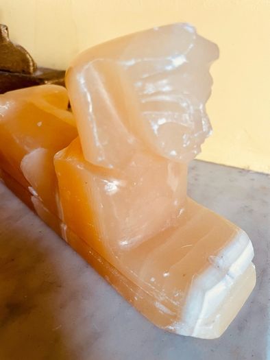 Vintage Onyx Marble Sphinx Bookends Heavy Decorative Pair
