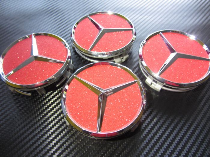 4x Red shining 75mm Mercedes Benz Alloy Wheel Center Caps cap Hub Cover
