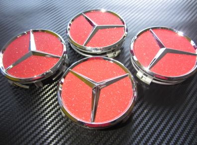 4x Red shining 75mm Mercedes Benz Alloy Wheel Center Caps cap Hub Cover