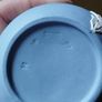 Vintage Wedgwood blue jasper stoneware two-piece set of vases and trifle saucers. Image 10
