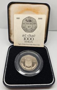 Ireland 1988 Dublin Millennium Commemorative Roof 50p in Original Holder with COA