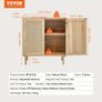 Cabinet, Rattan Storage Cabinet with 2 Magnetic Doors and Adjustable Shelves, Sideboard Buffet Cabinet for Hallway, Entryway, Living Room, or Kitchen, Natural Image 7