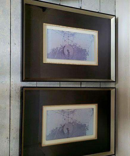 Vintage pair of framed & mounted art blocks - Attributed to Walter Valentini
