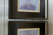 Vintage pair of framed &amp; mounted art blocks - Attributed to Walter Valentini
