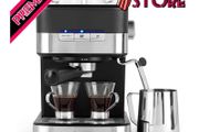 Espresso Pro Maker, 15-Bar Pressure Pump, Barista-Style Coffee/Latte/Cappuccino Machine, Makes 2 Cups at Once, Includes Milk Frothing Wand, Stainless Steel Filter, Black (FREE SHIPPING)