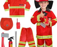 Role Play Halloween Costumes, Fireman Costume with Firefighter Outfit Toys Accessories for Children (FREE SHIPPING)