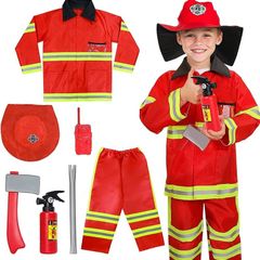 Role Play Halloween Costumes, Fireman Costume with Firefighter Outfit Toys Accessories for Children (FREE SHIPPING)