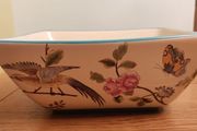 Unique square hand painted bowl.