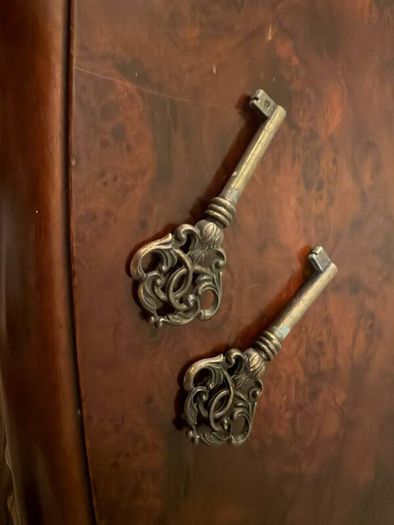 Vintage two-drawer chest with brass handles