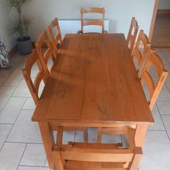 Kitchen 1.8 metre dining oak table (8 chairs)