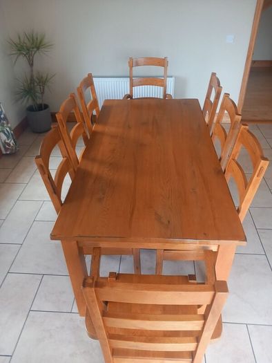 Kitchen 1.8 metre dining oak table (8 chairs)