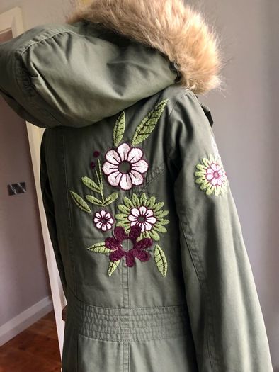 Green parka coat