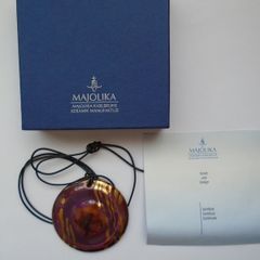 Majolika Statement pendant, Jewellery, Ceramic pendant, Gift. Statement jewellery