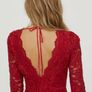 H&M red lace long sleeve V-neck mini dress size UK 10 Image 5