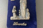 Vintage Lourdes religious souvenir plaque