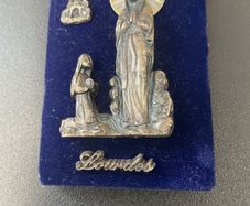 Vintage Lourdes religious souvenir plaque