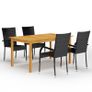 5 Piece Garden Dining Set Black Image 5