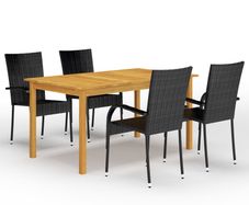 5 Piece Garden Dining Set Black