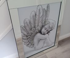 Mirrored Art Wall Picture Of Cherub/Angel