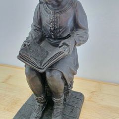 Vintage Genesis Girl Reading Book Bronze Effect Figurine / Statue