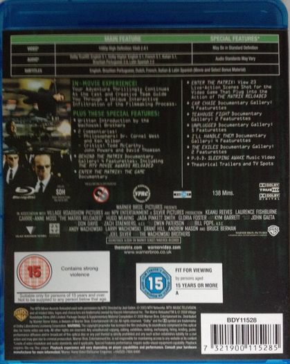 The Matrix Trilogy Boxset (Keanu Reeves, Laurence Fishbourne & Carrie-Anne Moss, Hugo Weaving) [Blu-ray Movie]
