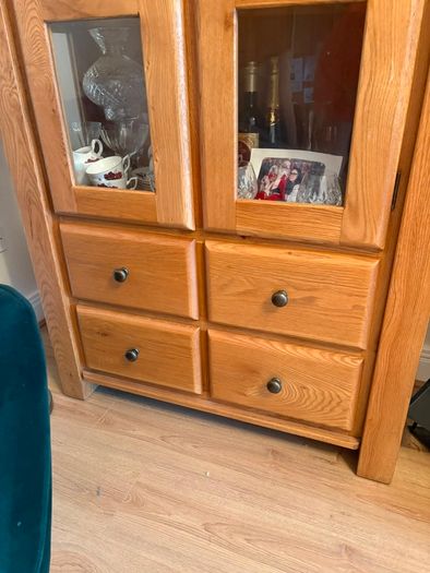 solid oak glass cabinet