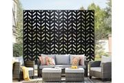 Metal Privacy Screen, 47" W x 72" H, Outdoor Privacy Screens 5-Panel, Freestanding Outdoor Divider with Stand, Decorative Garden Steel Privacy Fence for Balcony Patio Indoor Room Black