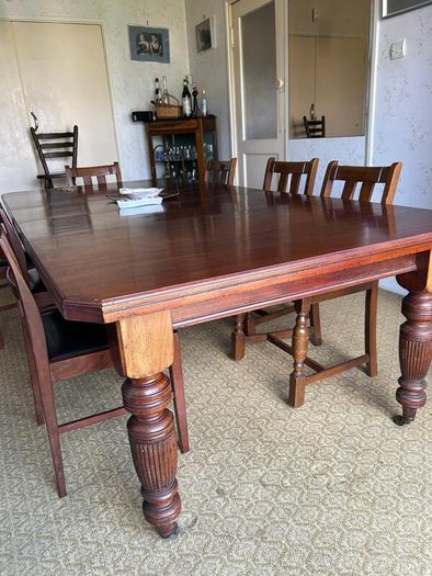 Large Solid Mahogany Extending Dining Table and Chairs