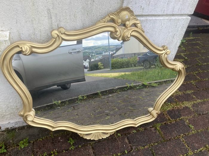 Vintage gold mantle mirror free postage