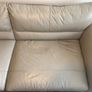 3 Seater Leather Sofa  220cm Neutral Beige Image 10