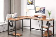 NEW SALE | Computer desk, L-shaped Corner Desk with 2-Layer Storage,Large PC Laptop Table with Monitor Stand and CPU Stand,Gaming Desk Writing Table for Office Home