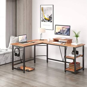 NEW SALE | Computer desk, L-shaped Corner Desk with 2-Layer Storage,Large PC Laptop Table with Monitor Stand and CPU Stand,Gaming Desk Writing Table for Office Home