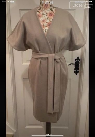 coat oasis size medium tie belted oatmeal beige coat