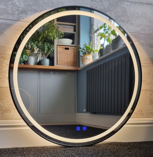 LED Bathroom Mirror Black Frame Antifog Defogger
