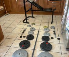 Cheap, Weight Bench, 50kg Weights, Barbell+ 2 X Dumbbells!
