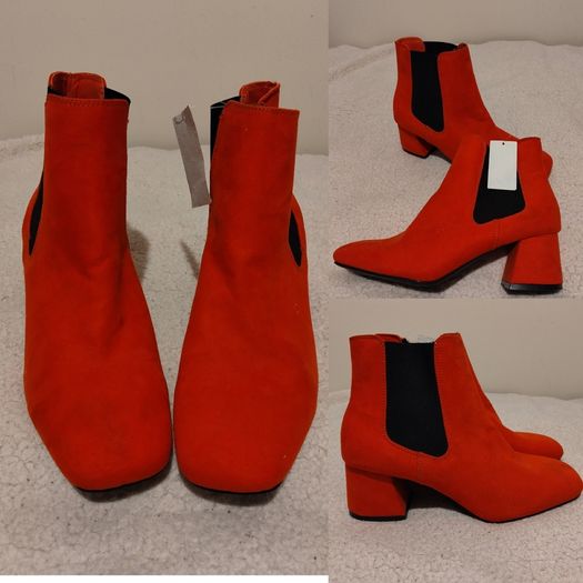 Red Suede Ankle Boots, new