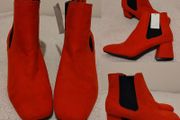 Red Suede Ankle Boots, new