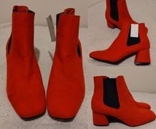 Red Suede Ankle Boots, new