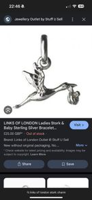 Vintage Links of London Sterling Silver Stork and Baby charm